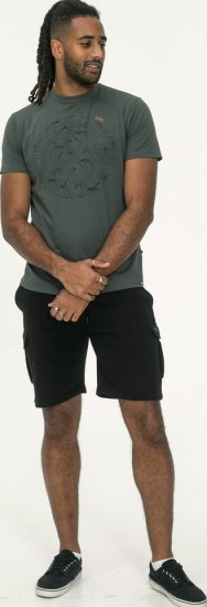 D555 Poole Circle Wave Printed Crew Neck T-shirt Khaki - Trička - Trička nadměrné velikosti - 2XL-14XL