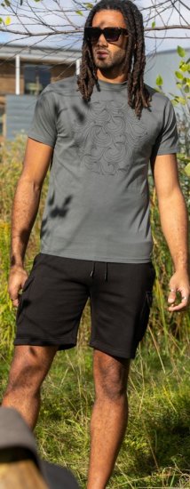 D555 Poole Circle Wave Printed Crew Neck T-shirt Khaki - Trička - Trička nadměrné velikosti - 2XL-14XL