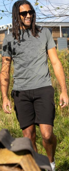 D555 Poole Circle Wave Printed Crew Neck T-shirt Khaki - Trička - Trička nadměrné velikosti - 2XL-14XL