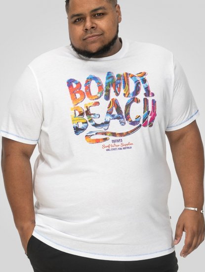 D555 SYDNEY Multi Coloured Bondi Beach Printed T-Shirt White - Trička - Trička nadměrné velikosti - 2XL-14XL