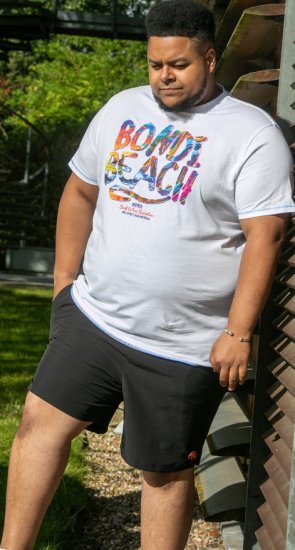 D555 SYDNEY Multi Coloured Bondi Beach Printed T-Shirt White - Trička - Trička nadměrné velikosti - 2XL-14XL