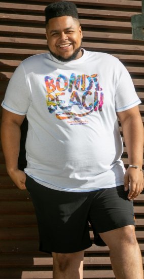 D555 SYDNEY Multi Coloured Bondi Beach Printed T-Shirt White - Trička - Trička nadměrné velikosti - 2XL-14XL