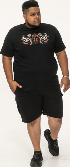 D555 Leamington Tiger Eyes Printed Crew Neck T-shirt Black - Trička - Trička nadměrné velikosti - 2XL-14XL