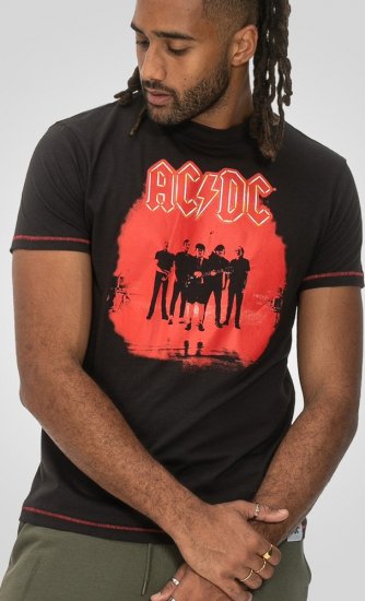 D555 Uxbridge Official AC/DC Band Printed Crew Neck T-Shirt Washed Black TALL SIZES - PÁNSKÉ OBLEČENÍ MT-6XLT - TALL-velikosti
