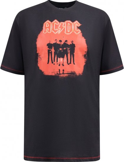 D555 Uxbridge Official AC/DC Band Printed Crew Neck T-Shirt Washed Black TALL SIZES - PÁNSKÉ OBLEČENÍ MT-6XLT - TALL-velikosti