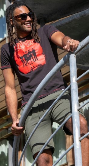 D555 Uxbridge Official ACDC Band Printed Crew Neck T-Shirt Washed Black - Trička - Trička nadměrné velikosti - 2XL-14XL