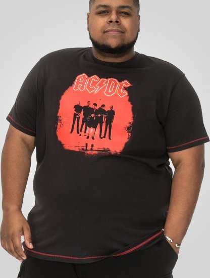 D555 Uxbridge Official AC/DC Band Printed Crew Neck T-Shirt Washed Black TALL SIZES - PÁNSKÉ OBLEČENÍ MT-6XLT - TALL-velikosti