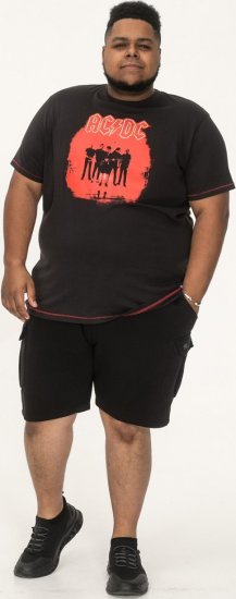 D555 Uxbridge Official ACDC Band Printed Crew Neck T-Shirt Washed Black - Trička - Trička nadměrné velikosti - 2XL-14XL