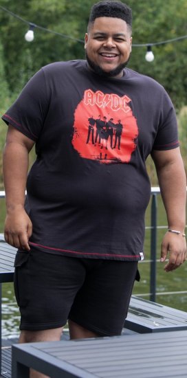 D555 Uxbridge Official AC/DC Band Printed Crew Neck T-Shirt Washed Black TALL SIZES - PÁNSKÉ OBLEČENÍ MT-6XLT - TALL-velikosti