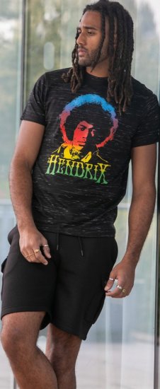 D555 Hendrix Official Jimi Hendrix Printed Crew Neck T-Shirt Black Reno - Trička s kapelami - 