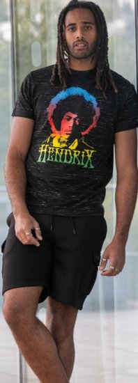 D555 Hendrix Official Jimi Hendrix Printed Crew Neck T-Shirt Black Reno - Trička s kapelami - 