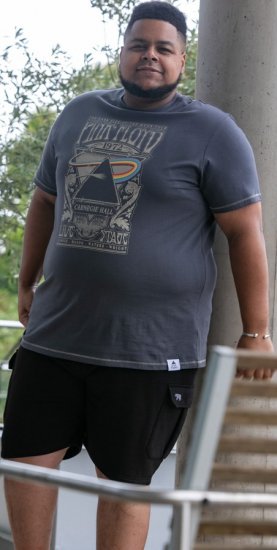 D555 HANLEY Official Pink Floyd Crew Neck T-Shirt Dark Grey - Trička - Trička nadměrné velikosti - 2XL-14XL