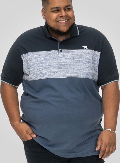 D555 Leeds Cut And Sew Polo With Jacquard Collar And Cuffs Navy - Polokošile - Polokošile 2XL-8XL - Trička s límečkem 2XL-8XL