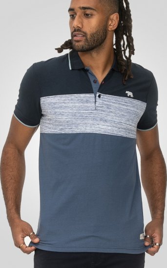 D555 Leeds Cut And Sew Polo With Jacquard Collar And Cuffs Navy - Polokošile - Polokošile 2XL-8XL - Trička s límečkem 2XL-8XL