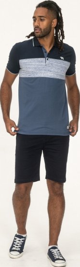 D555 Leeds Cut And Sew Polo With Jacquard Collar And Cuffs Navy - Polokošile - Polokošile 2XL-8XL - Trička s límečkem 2XL-8XL