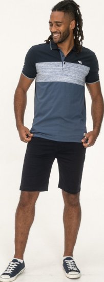 D555 Leeds Cut And Sew Polo With Jacquard Collar And Cuffs Navy - Polokošile - Polokošile 2XL-8XL - Trička s límečkem 2XL-8XL