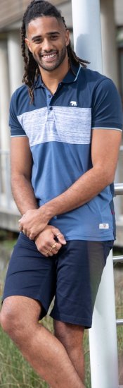 D555 Leeds Cut And Sew Polo With Jacquard Collar And Cuffs Navy - Polokošile - Polokošile 2XL-8XL - Trička s límečkem 2XL-8XL