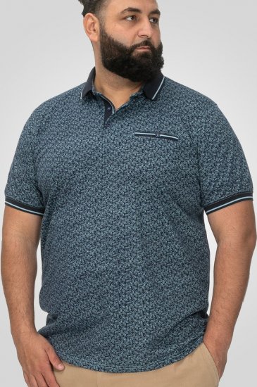D555 Woolwich AOP Polo Shirt With Ribbed Collar Blue - Polokošile - Polokošile 2XL-8XL - Trička s límečkem 2XL-8XL