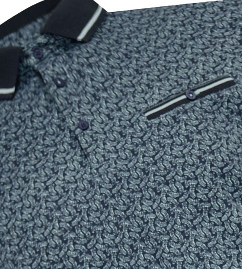 D555 Woolwich AOP Polo Shirt With Ribbed Collar Blue - Polokošile - Polokošile 2XL-8XL - Trička s límečkem 2XL-8XL