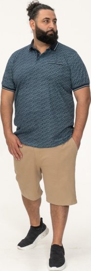 D555 Woolwich AOP Polo Shirt With Ribbed Collar Blue - Polokošile - Polokošile 2XL-8XL - Trička s límečkem 2XL-8XL