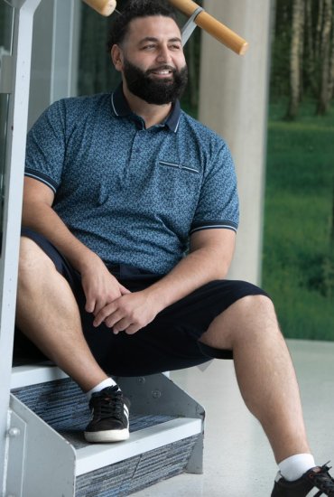 D555 Woolwich AOP Polo Shirt With Ribbed Collar Blue - Polokošile - Polokošile 2XL-8XL - Trička s límečkem 2XL-8XL