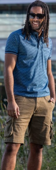 D555 Woolwich AOP Polo Shirt With Ribbed Collar Blue - Polokošile - Polokošile 2XL-8XL - Trička s límečkem 2XL-8XL