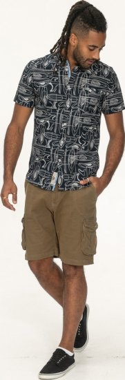 D555 Worthing Surf AOP Short Sleeve Button Down Collar Shirt Navy - Košile - Košile 2XL-10XL