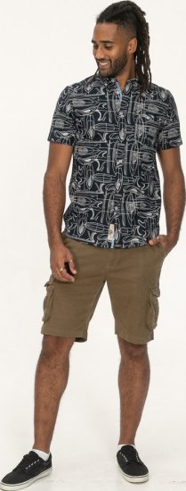 D555 Worthing Surf AOP Short Sleeve Button Down Collar Shirt Navy - Košile - Košile 2XL-10XL