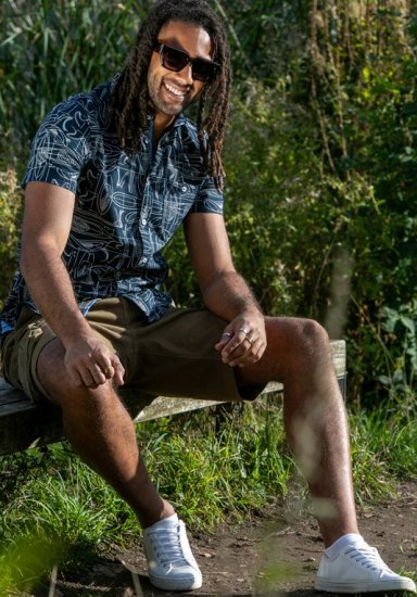 D555 Worthing Surf AOP Short Sleeve Button Down Collar Shirt Navy - Košile - Košile 2XL-10XL
