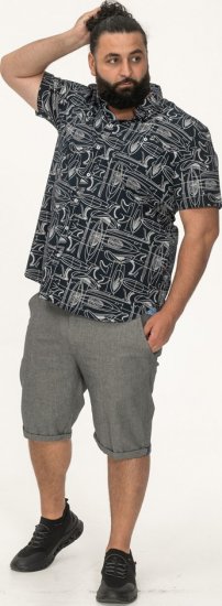 D555 Worthing Surf AOP Short Sleeve Button Down Collar Shirt Navy - Košile - Košile 2XL-10XL