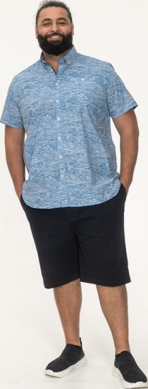 D555 Torquay AOP Short Sleeve Button Down Collar Shirt Blue Wave - Košile - Košile 2XL-10XL