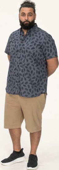 D555 Kettering Hawaiian Leaf AOP Short Sleeve Button Down Collar Shirt Denim - Košile - Košile 2XL-10XL