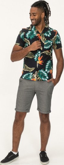 D555 Selby Hawaiian AOP Short Sleeve Revere Collar Shirt Black - Košile - Košile 2XL-10XL