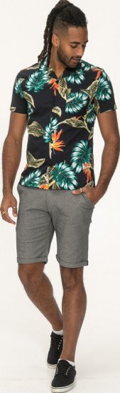 D555 Selby Hawaiian AOP Short Sleeve Revere Collar Shirt Black - Košile - Košile 2XL-10XL