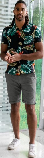 D555 Selby Hawaiian AOP Short Sleeve Revere Collar Shirt Black - Košile - Košile 2XL-10XL