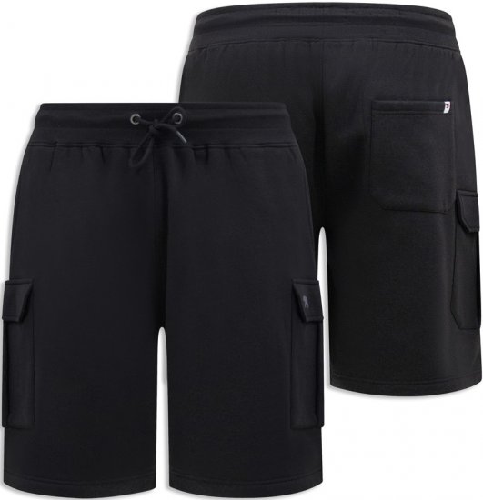 D555 Wigan 2 Elasticated Waist Fleece Cargo Shorts Black - Tepláky & kraťasy - Tepláky a Teplákové Kraťasy 2XL-12XL
