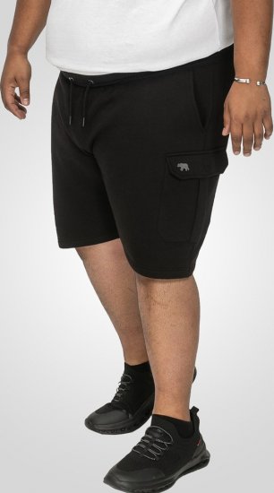 D555 Wigan 2 Elasticated Waist Fleece Cargo Shorts Black - Tepláky & kraťasy - Tepláky a Teplákové Kraťasy 2XL-12XL