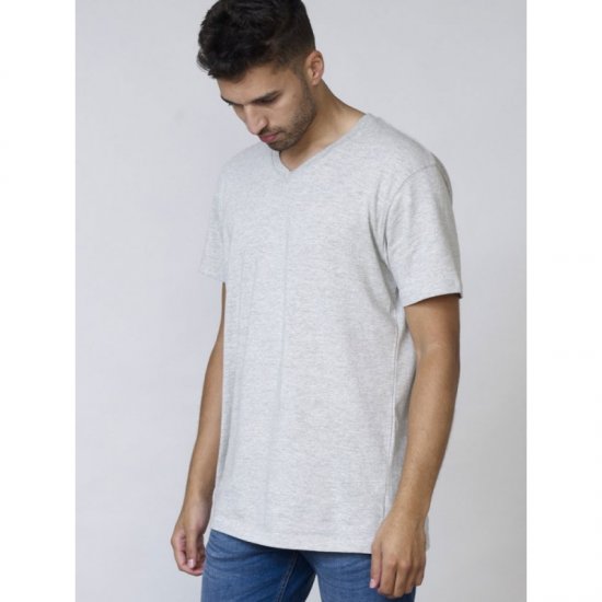 D555 Signature V-neck T-shirt Grey - Trička - Trička nadměrné velikosti - 2XL-14XL