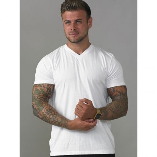D555 Signature V-neck T-shirt White - Trička - Trička nadměrné velikosti - 2XL-14XL