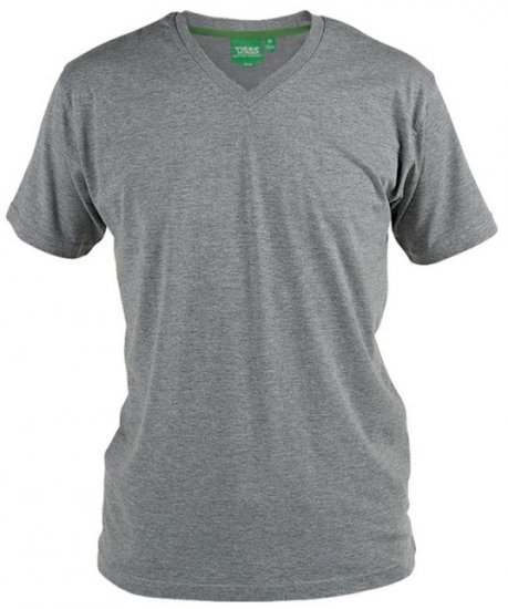 D555 Signature V-neck T-shirt Grey - Trička - Trička nadměrné velikosti - 2XL-14XL