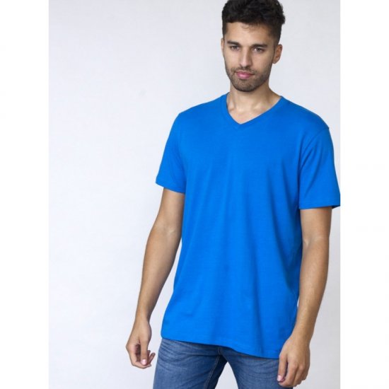 D555 Signature V-neck T-shirt Blue - Trička - Trička nadměrné velikosti - 2XL-14XL
