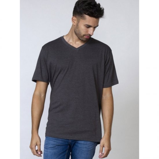 D555 Signature V-neck T-shirt Charcoal - Trička - Trička nadměrné velikosti - 2XL-14XL