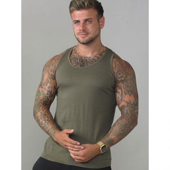 D555 Fabio Tanktop Khaki - Trička - Trička nadměrné velikosti - 2XL-14XL