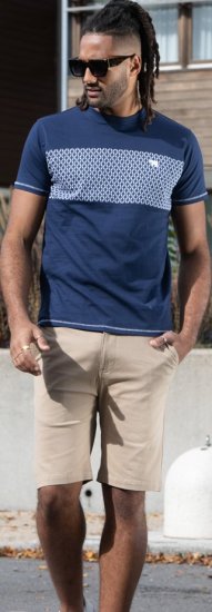 D555 Swansea Cut And Sew Crew Neck T-Shirt Navy - Trička - Trička nadměrné velikosti - 2XL-14XL