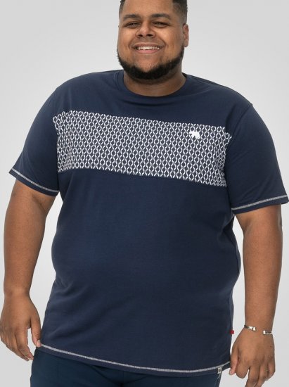 D555 Swansea Cut And Sew Crew Neck T-Shirt Navy - Trička - Trička nadměrné velikosti - 2XL-14XL