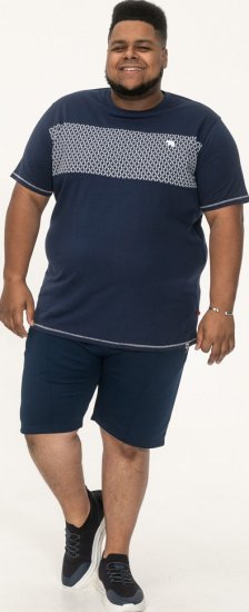 D555 Swansea Cut And Sew Crew Neck T-Shirt Navy - Trička - Trička nadměrné velikosti - 2XL-14XL