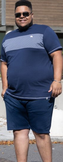 D555 Swansea Cut And Sew Crew Neck T-Shirt Navy - Trička - Trička nadměrné velikosti - 2XL-14XL