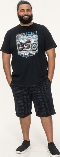 D555 Knowle Detroit Motor Bike Printed Crew Neck T-Shirt Navy - Trička - Trička nadměrné velikosti - 2XL-14XL