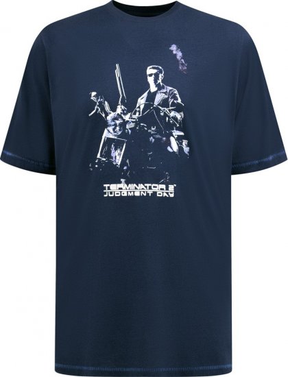 D555 Cameron Official Terminator Printed Crew Neck T-Shirt Dark Navy - Trička - Trička nadměrné velikosti - 2XL-14XL