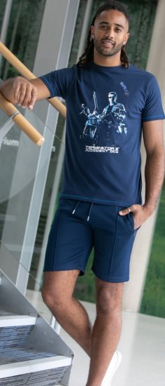 D555 Cameron Official Terminator Printed Crew Neck T-Shirt Dark Navy - Trička - Trička nadměrné velikosti - 2XL-14XL